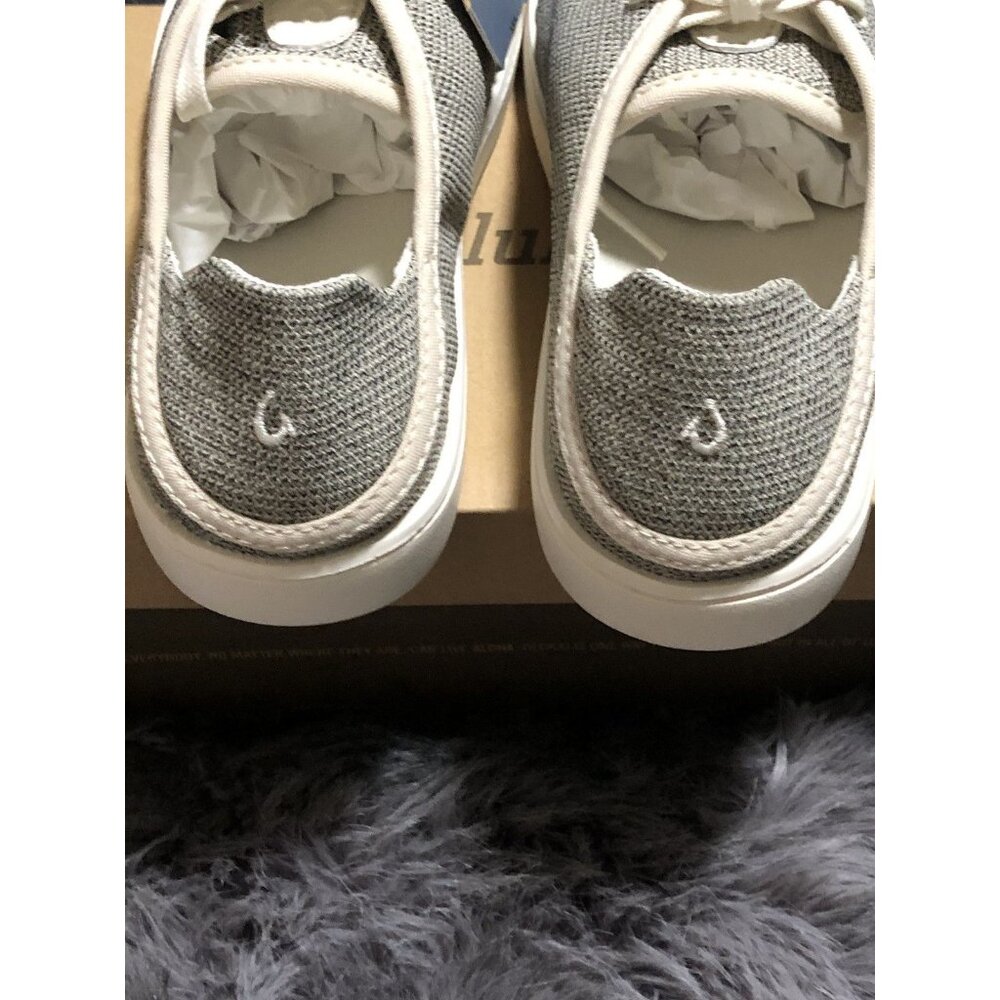 Olukai Women Pehuea Li Lace up Canvas Sneaker Shoes, Size 7, Tapa/White Sand - Picture 5 of 5